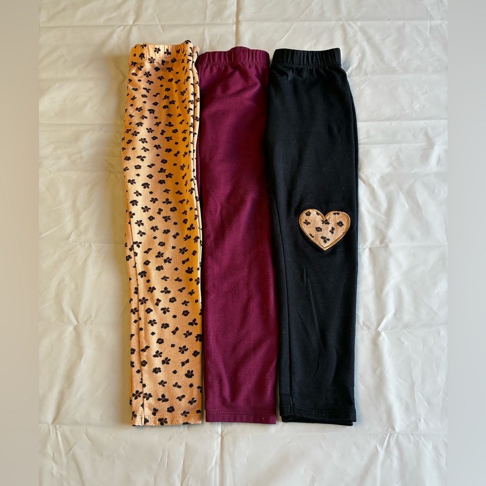 Btween Girls Soft Ankle Leggings Bundle Lot Of 3 Size 6 Multi Color